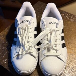 Adidas Classic White Sneakers with Black Stripes